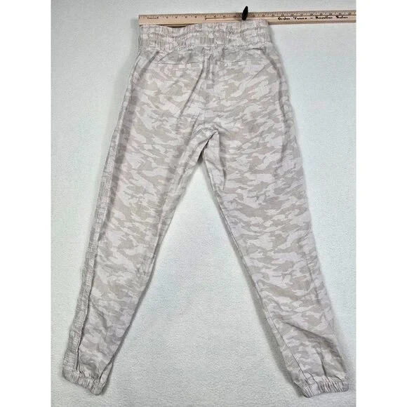 Athleta Cabo Tide 100% Linen Jogger Pants Size 0 Beige Camo Womens Relaxed Fit - Picture 4 of 4